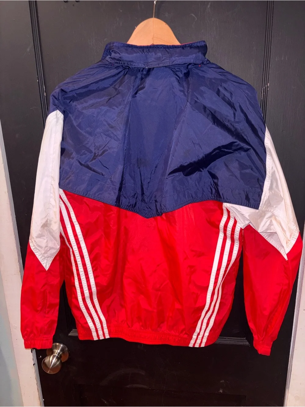 Vintage Adidas Originals Trefoil Windbreaker Jacket Hooded Red Blue XL